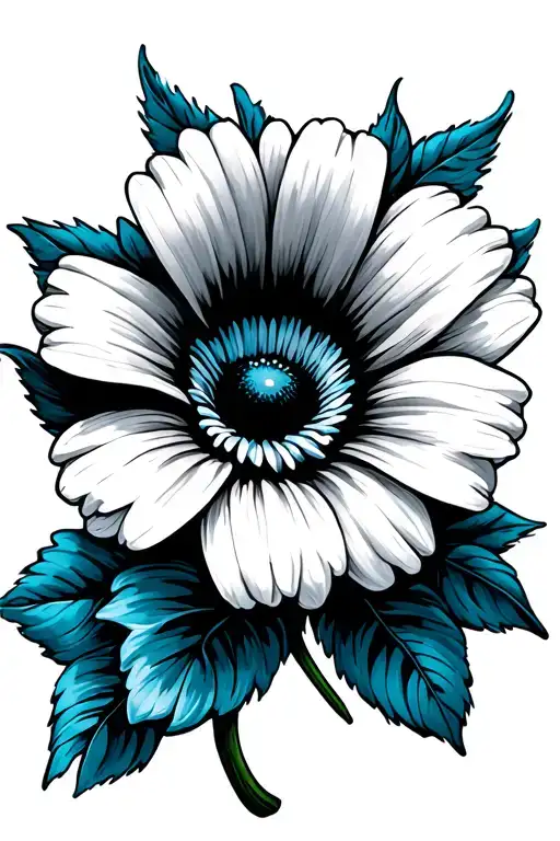 Morning Glory And Daisy Flower With A Thin Blue Line Ribbon