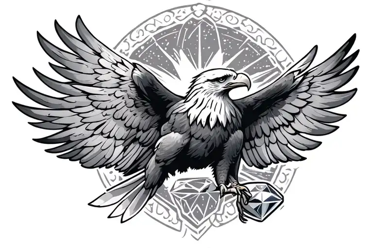 Flying Eagle Holding Diamond