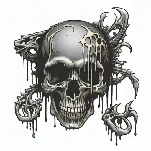 Skelton Rib Cgae And Spine Fully Black With Drips