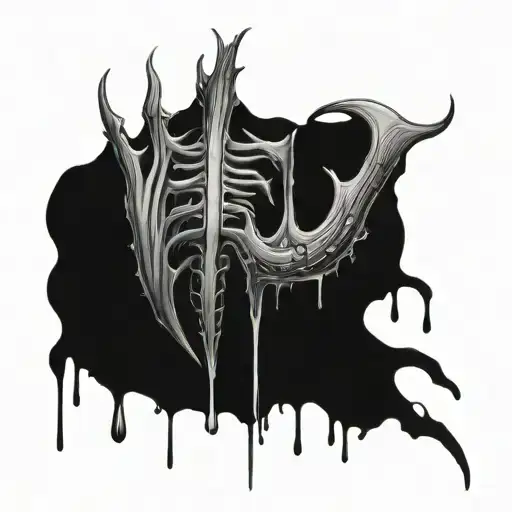 Rib Cgae And Spine Fully Black With Drips