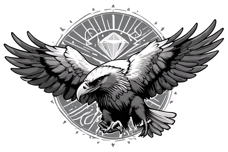 Flying Eagle Holding Sayian Diamond