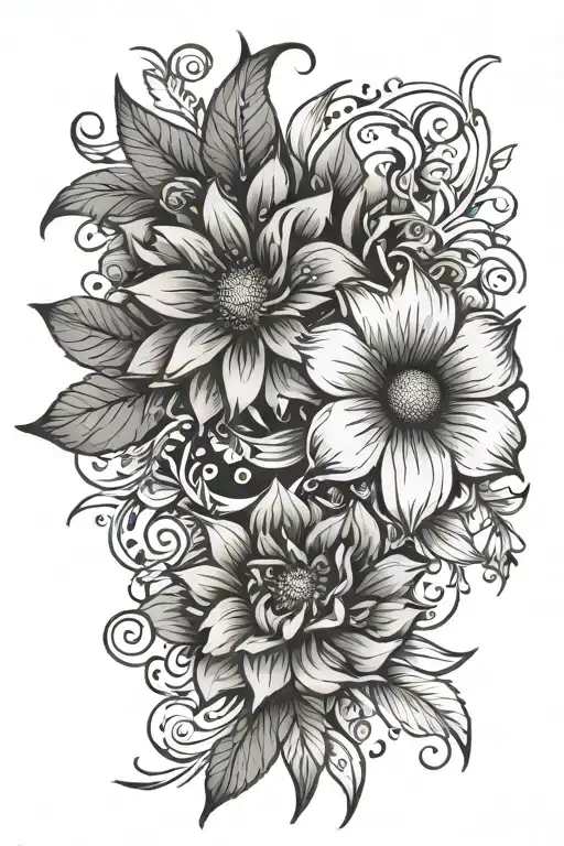 December And July Birth Flowers Tribal Sunrise Integrated