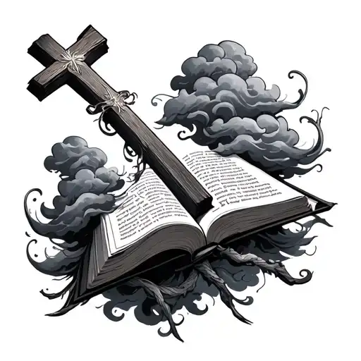 Cross With Clouds And A Bible Verse