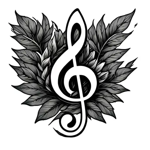 Nature Treble Clef Intertwined On Shoulder That Connects With A Bicep Armband