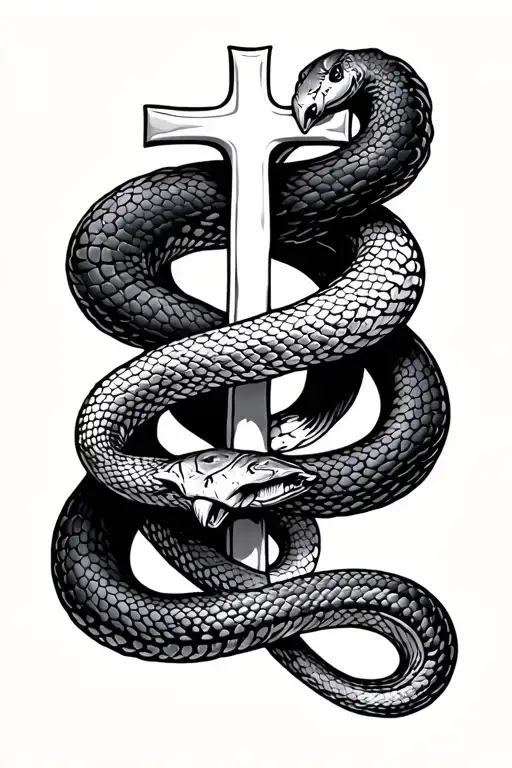 Cross And Snake Wrapped