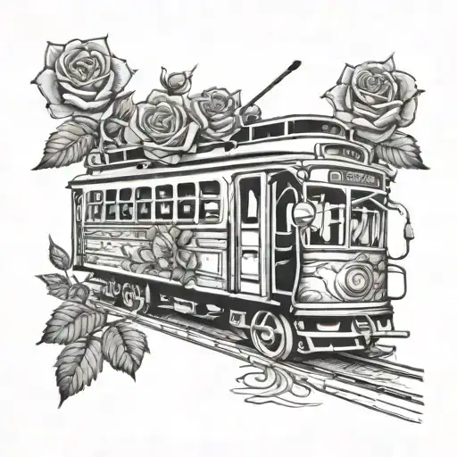 Maine Trolly Car With Beach Roses Growing