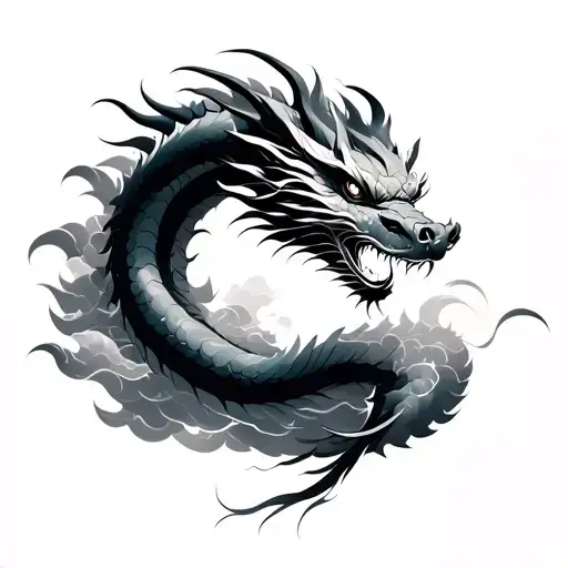 Dragon Japanese Style With Clouds