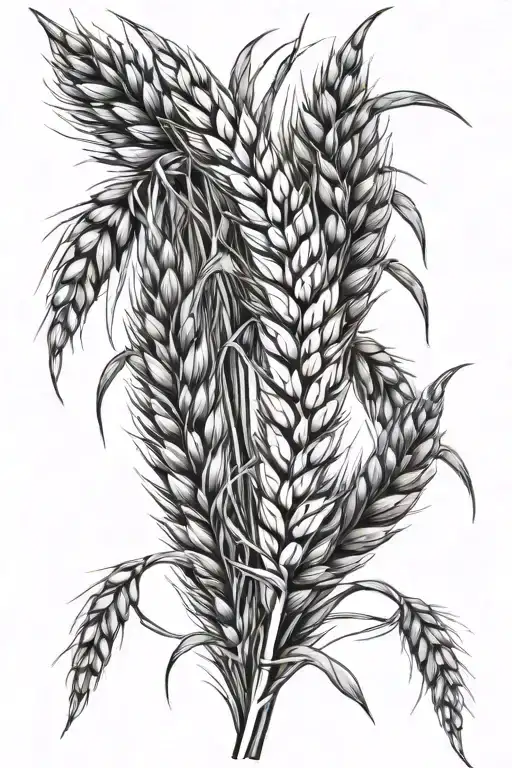 Realistic Wheat Strands Intertwined Going In A Long Straight Line