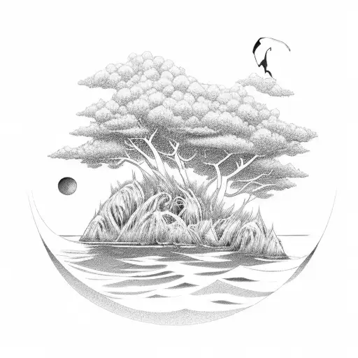 A Tranquil Beach With Calm Waves And The Sun Shining Brightly Overhead