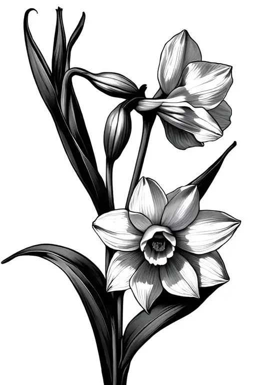 Narcissus Flower With Stem A Date