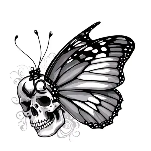Butterfly With Skull Print