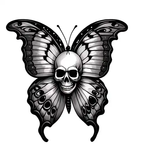 Butterfly With Skull Print Wings
