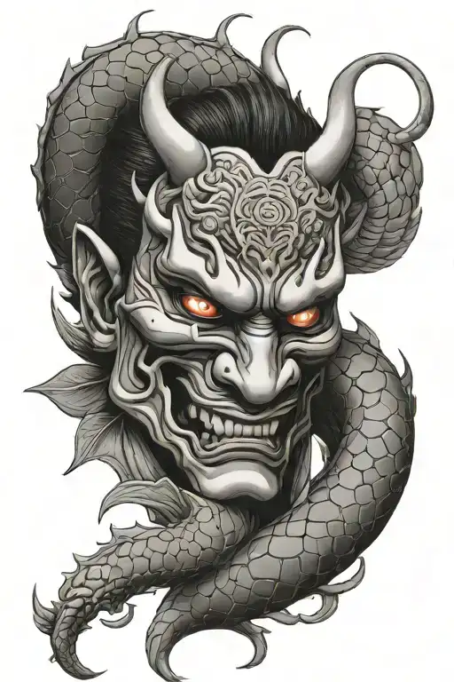 Hannya With Snake Wrapped