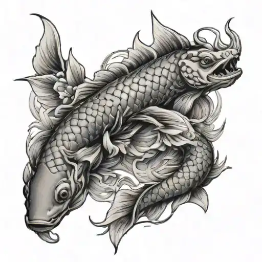 Koi Fish And Dragon Tree