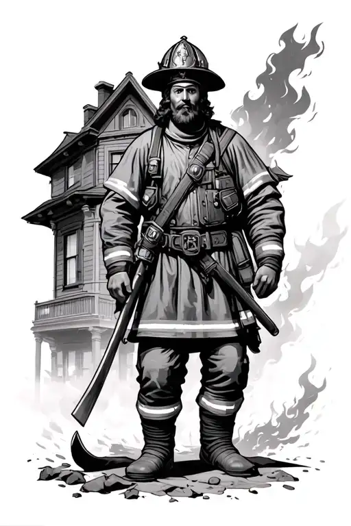 Saint Florian Firefighter With Burning House