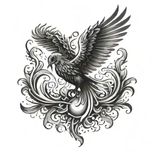 Phoenix Wings Spread Bright