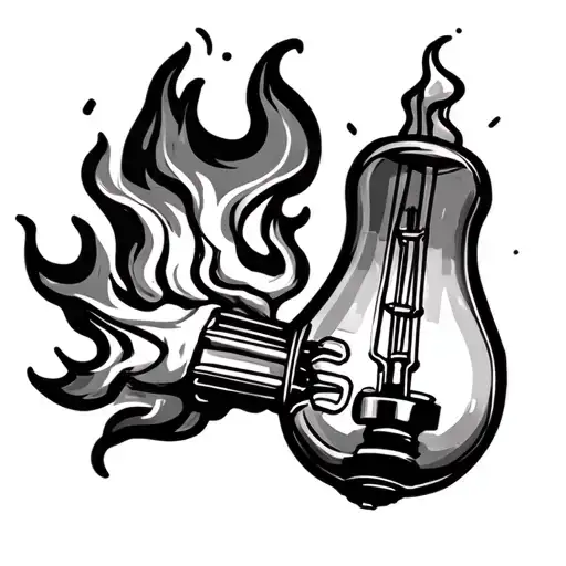Light Bulb With Fire In It