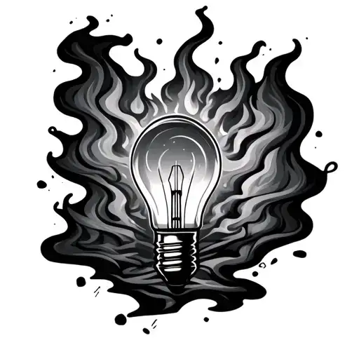 Light Bulb With Fire That Breaks The Bulb