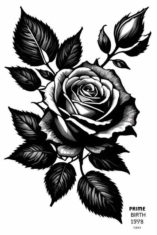 Prime Rose With Birth Year On Stem