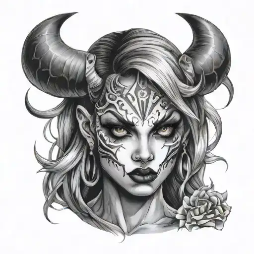 Beautiful Demon Girl Face Full Face