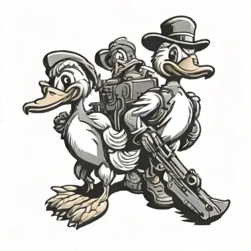 Cartoon Ducks With Guns
