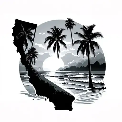 California Background With Beach Sunset