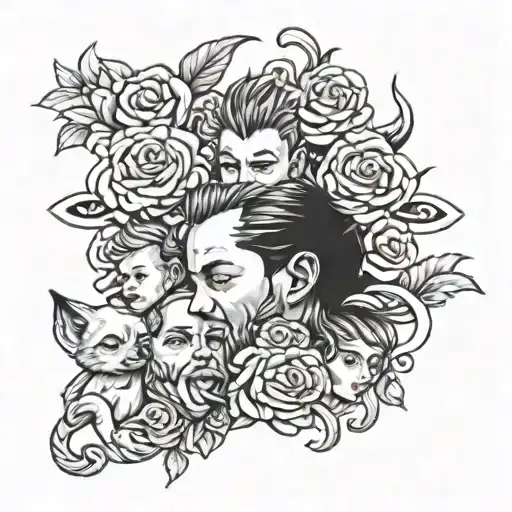 Men's Tattoo With Four Kids Nams