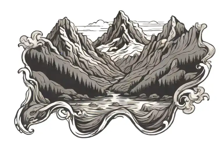 Mountain Background With River Flowing