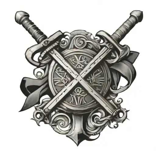 Roman Numeral 16 With Swords Crossing