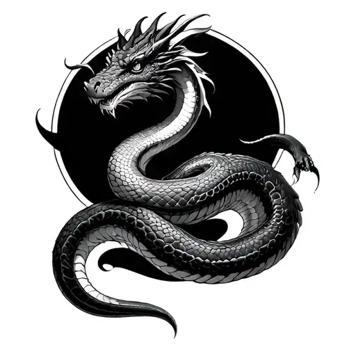 Snake Hugging A Dragon