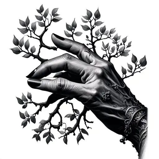 Branches Of Tree Growing And A Hand