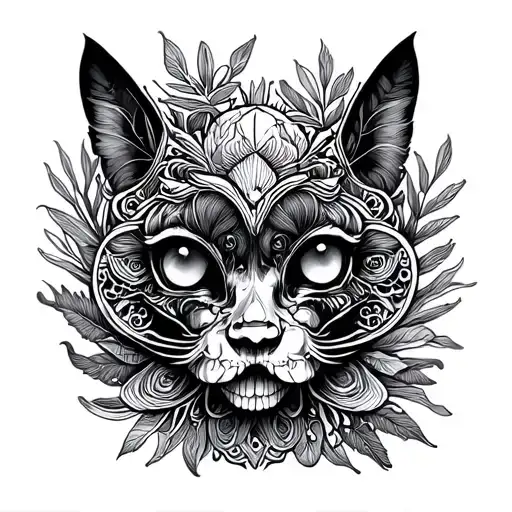 Draw Me A Stamp Style Black And White Fineline Tattoo With A Design Inside That Is Coral