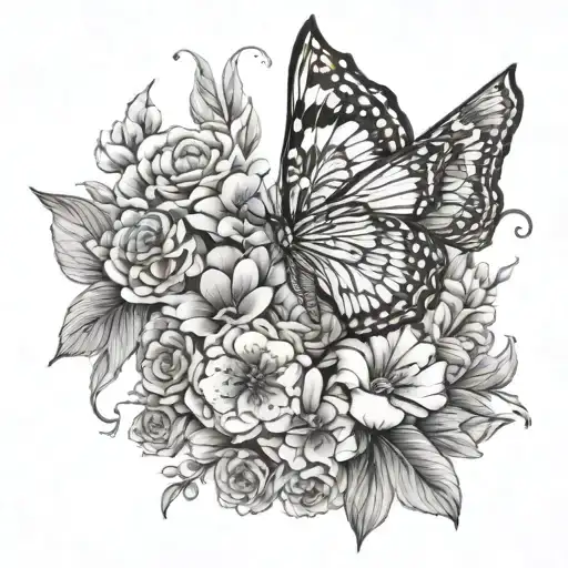 Butterfly With Otter Floral