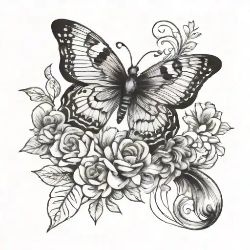 Butterfly With Otter Floral Otter