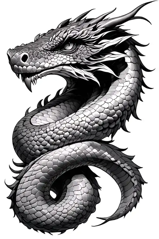 Snake Head Half Dragon Wrapped Loosely