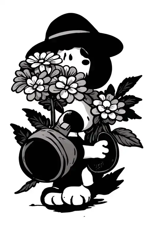 Snoopy Carrying Flowers