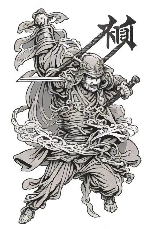 Japanese Word Kai Zen With Samurai