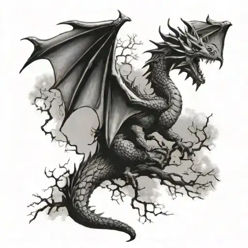 Dragon Flying Over Tree