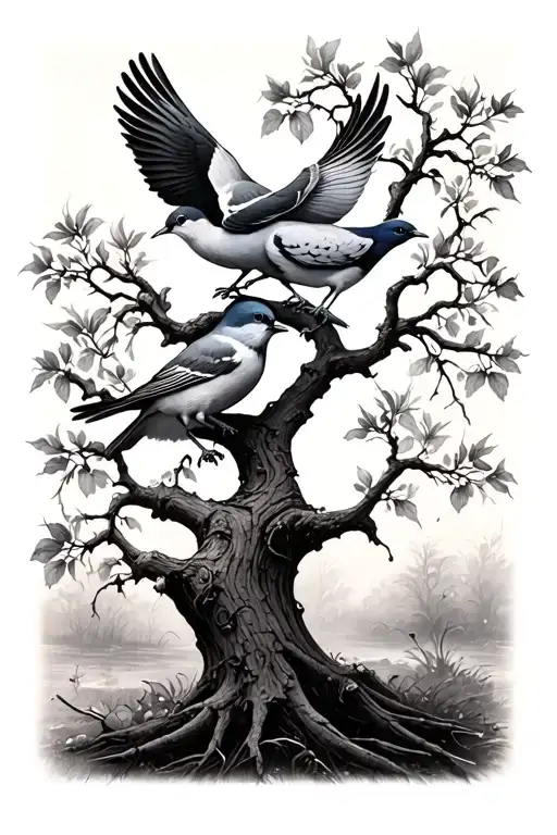 2 Dove And A Robin Tree