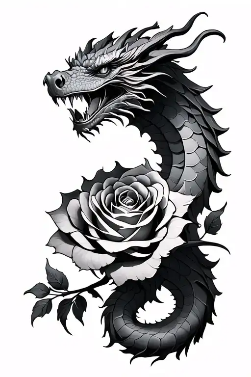 Dragon Rose Intertwined