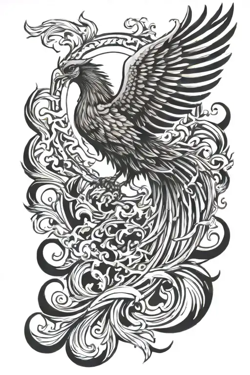 Phoenix Rising From Flames