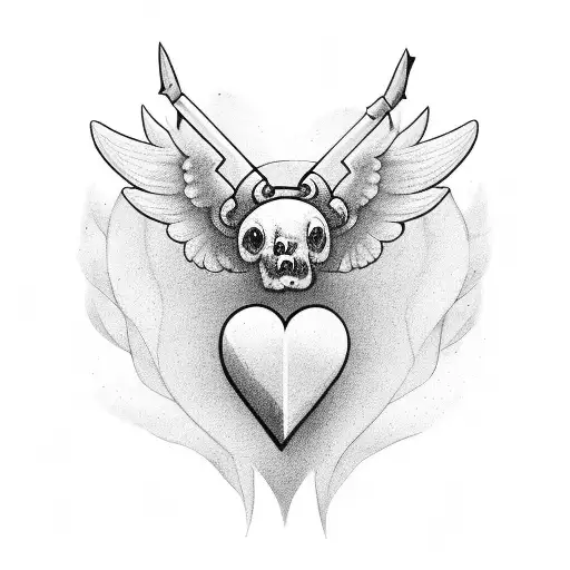 Heart With Cown And Angel Wings