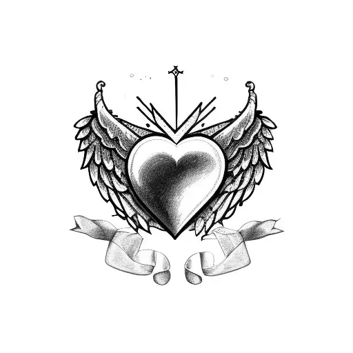 Heart With Crown And Angel Wings
