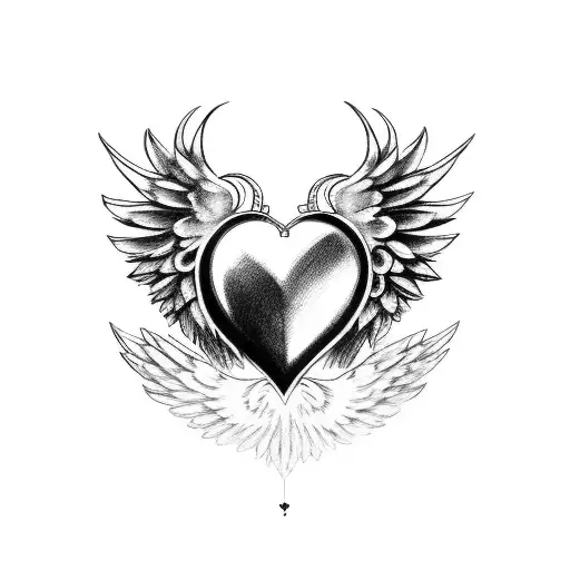 Heart With Crown And Angel Wings
