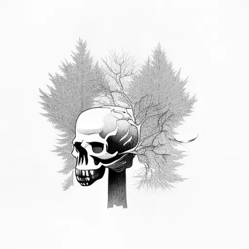 Skull With Trees And Shadows