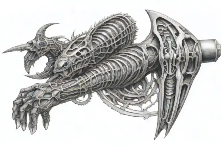 Hr Giger Biomechanical Sleeve Tattoo Featuring
