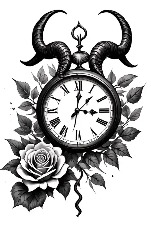 Roses Aries Symbol Broken Clock