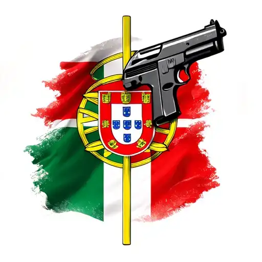 Portuguese Flag And Gun