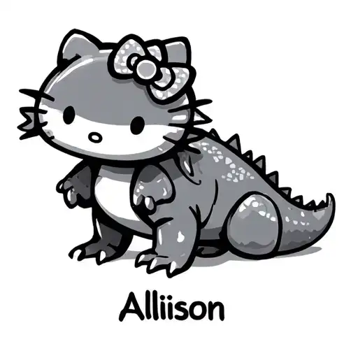 Cute Little Alliegator In The Same Style As Hello Kitty That Says Allison Underneath It