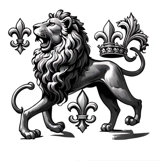 Standing Lion And Flour De Lis